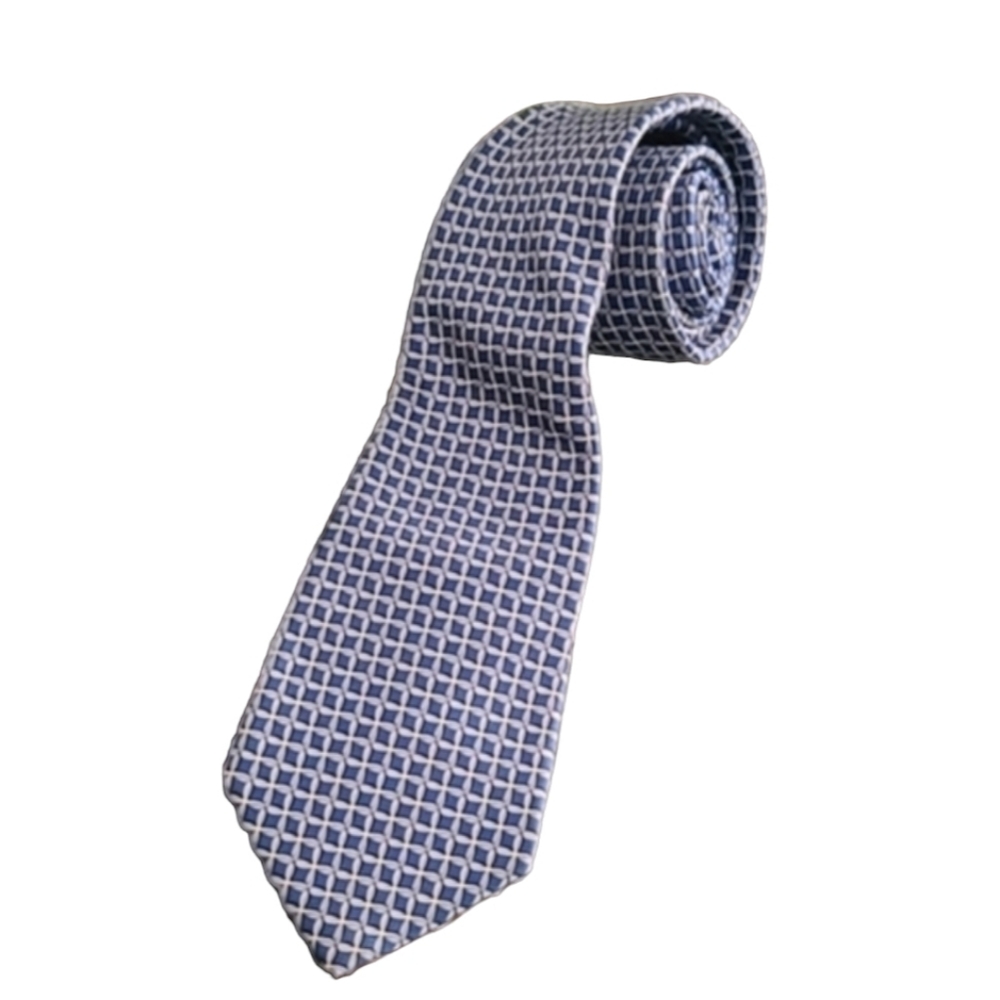 VINTAGE VALENTINO Silk Tie Chainlink Mens Suit Retro Abstract Luxury Collectible - Picture 3 of 16